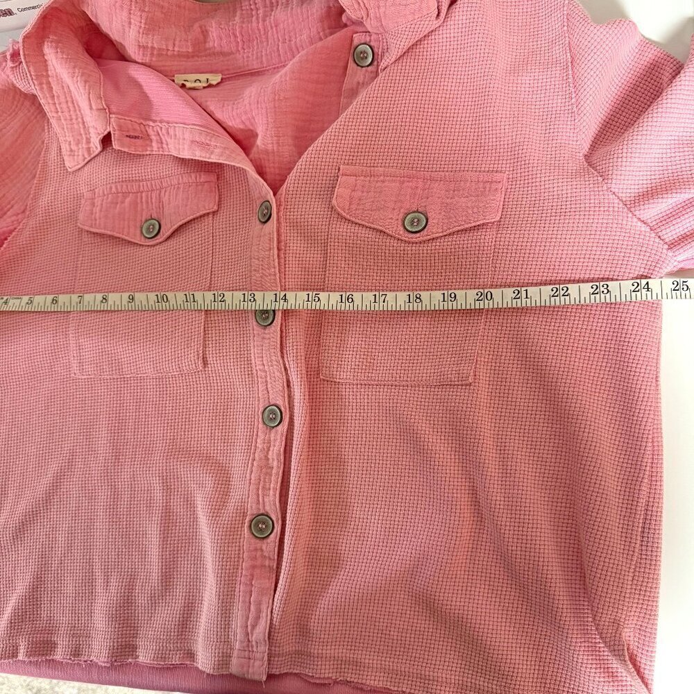 POL Washed Waffle Knit Boyfriend Shirt - Picture 8 of 9